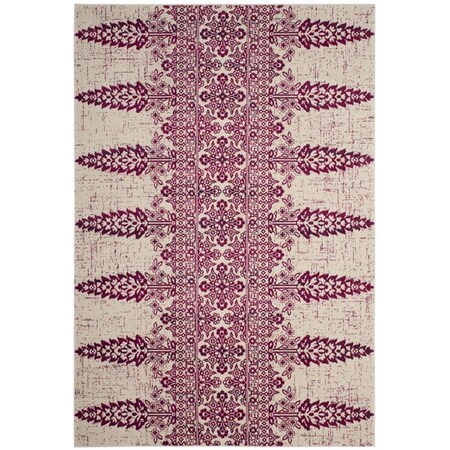 Safavieh 5 ft.-1 in. x 7 ft.-6 in. Evoke Power Loomed Medium Rectangle Area Rug Ivory & Fuchsia EVK521K-5
